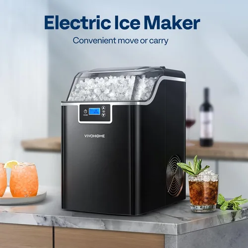 Miniatura 6 de VIVOHOME - Fabricador de hielo para encimera, máquina portátil de hielo con 44 libras al día, máquina de hielo blando masticable con autolimpieza