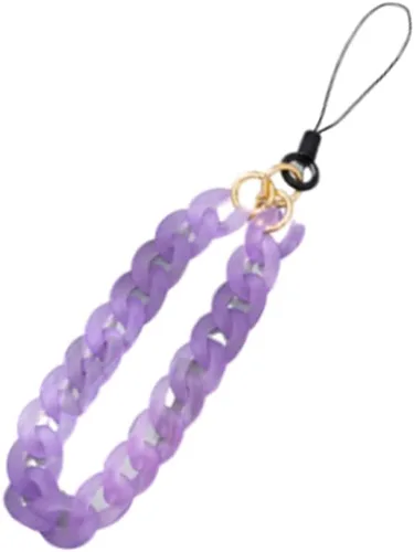 Miniatura 6 de COLORFUL BLING Abalorio para teléfono, estética, cuerda gruesa, con gancho para muñeca, cadena de metal acrílico para teléfono móvil, cuerda a