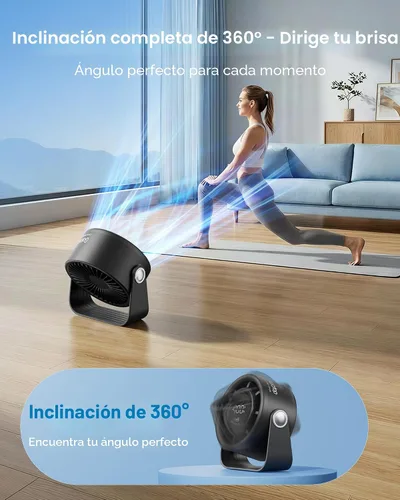 Miniatura 6 de Gaiatop Ventilador de escritorio pequeño recargable, ventilador personal de 5 pulgadas con batería de 4000mAh, control táctil con pantalla LED