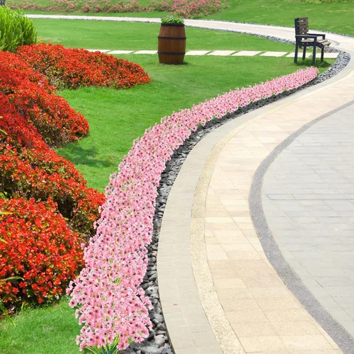 Miniatura 7 de Jutom 24 piezas de flores artificiales para decoración al aire libre, flores sintéticas de seda resistentes a los rayos UV, plantas a granel, Azul