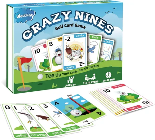 Westant Crazy Nines - Juego de cartas de golf - Juegos de cartas divertidos para familiares, niños de 8 a 12 años y adultos, los juegos familiares
