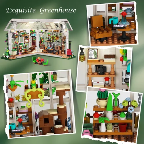 Miniatura 4 de HOGOKIDS Juego de construcción de casa de flores con luz LED, 1332 piezas de juguete de construcción de casa de jardín con flores, plantas