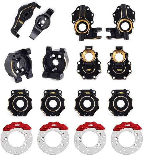 AMK TRX4 - Carcasa de eje portal de latón con revestimiento negro para 1/10 RC Crawler TRX6 TRX-4 Bronco Defender Upgrade (juego 8 en 1 para TRX4)
