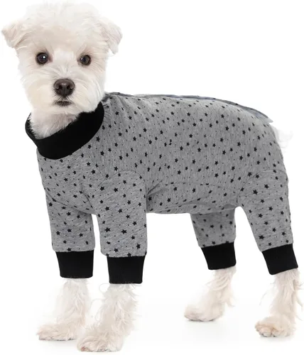 Miniatura 8 de Traje de recuperación a rayas para perros, mameluco para cachorros después de la cirugía para perros hembras y machos, pijama de manga larga tipo