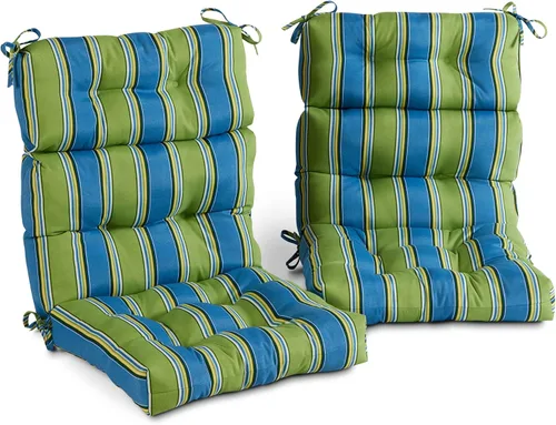 Miniatura 10 de South Pine Porch Cojín para silla de respaldo alto al aire libre (juego de 2), rayas de ladrillo