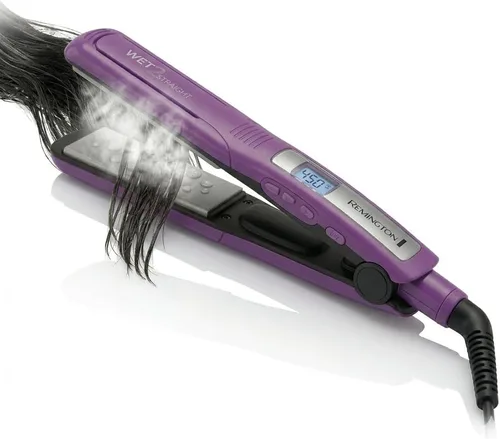 Miniatura 3 de Remington Wet 2 - Plancha de pelo liso de 1 pulgada con placas de turmalina de cerámica, 390 F de alto calor y controles digitales, color morado