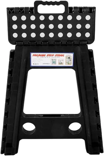 Miniatura 5 de Taburete de plástico Taburete plegable portátil para pesca de senderismo interior (negro)