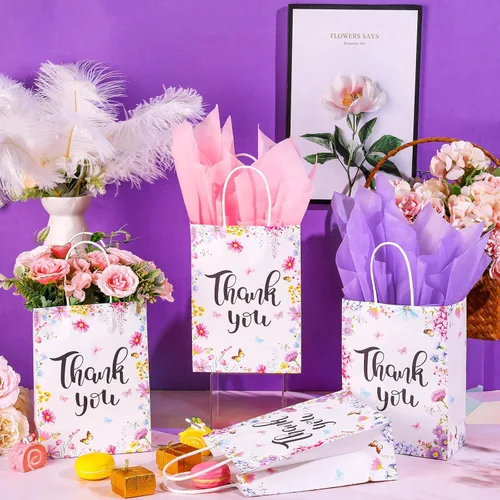 Miniatura 3 de Tinlade 30 bolsas de regalo de agradecimiento con papel de seda dorado con asa para graduación, negocios, compras, boda, ducha, regalos de fiesta
