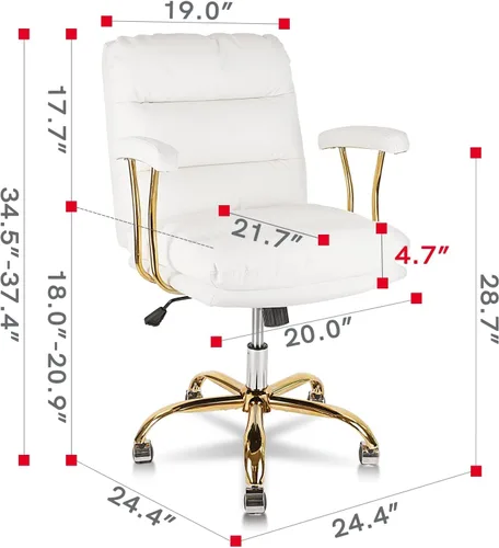 Miniatura 3 de KLASIKA Paquete de 2 sillas ergonómicas de escritorio de oficina para personas pesadas con ruedas y brazos, silla de computadora de piel sintética