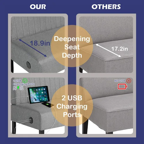 Miniatura 9 de STHOUYN Mini Sofá Pequeño y Cómodo Sin Brazos con Puerto USB para Dormitorio, Sofás de Terciopelo para Espacios Pequeños, Sala de Estar, Oficina