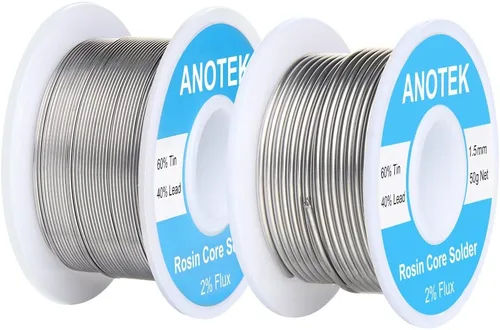 Alambre de soldadura de núcleo de colofonia 60/40, 0.024 in y 0.059 in Soldadura de núcleo de resina de plomo de estaño para vidrieras, electrónica,