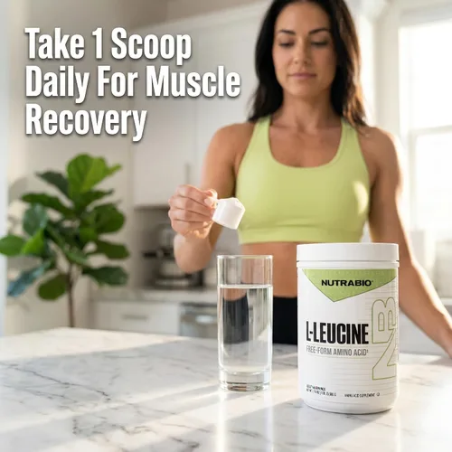 Miniatura 3 de NutraBio L-leucina 100% pura, recuperación y apoyo muscular, aminoácido de forma libre fermentada naturalmente, vegano, sin OMG, sin gluten