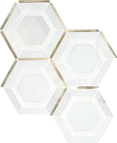 Miniatura 4 de MSI Medici Patrón de Mármol de Malla Montada en Mosaico para Pared de Baño, Piso, Salpicadura de Cocina y Azulejo de Encimera Medici Blanco