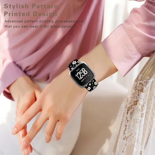 Miniatura 5 de Correas de reloj de silicona suave compatibles con Fitbit Versa 2/Versa/Fitbit Versa Lite/SE, correa de repuesto con bonito patrón floral de 0.98