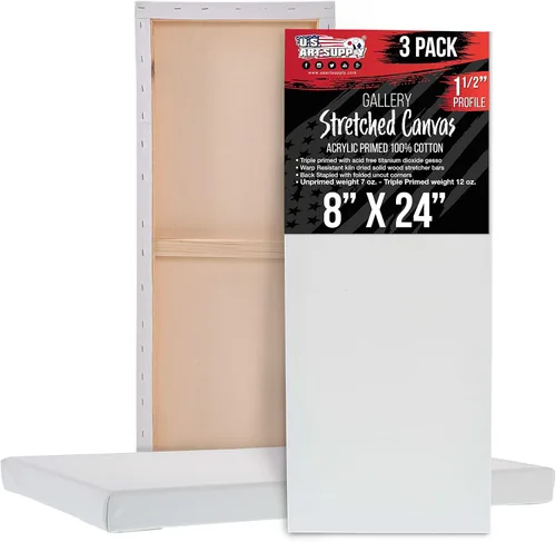 Miniatura 15 de U.S. Art Supply Lienzo estirado mediano para pintar de 12 x 48 pulgadas, profundidad de galería de 1-1/2 pulgadas de grosor, paquete de 2 – triple