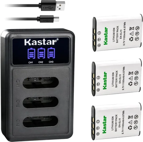 Miniatura 6 de Kastar Cargador de batería USB triple LCD compatible con batería Pentax D-LI78, cargador Pentax D-BC78, Pentax Optio L50, Optio M50, Optio M60