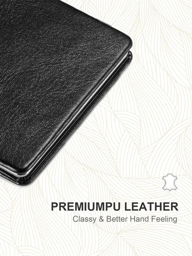 Miniatura 2 de Omiro - Espejo compacto, cuero PU clásico. Ampliación 1x/3x, ultra portátil para el bolsillo, ideal para bolsos y viajes (negro)