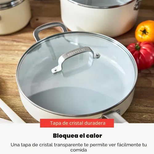 Miniatura 9 de GreenPan x Bobby Flay - Juego de ollas y sartenes antiadherentes de 13 piezas, cerámica de diamante sin PFAS, apto para inducción, fácil de limpiar