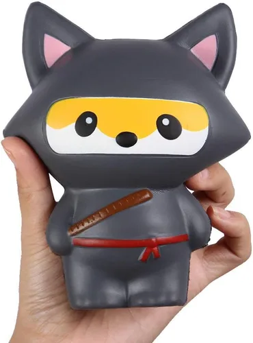 Miniatura 4 de Anboor 2 piezas Squishies Ninja Jumbo Panda y Fox Slow Rising Squishies Kawaii perfumados suaves juguetes de animales para aliviar el estrés