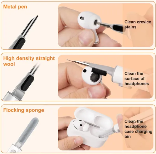 Miniatura 5 de 5 pares de almohadillas de repuesto para AirPods Pro 3 de silicona con bolígrafo limpiador y caja de almacenamiento portátil, color blanco