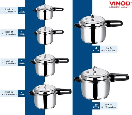 Miniatura 5 de Vinod Olla a presión de acero inoxidable, tapa exterior, 7 litros, cocina base de inducción, olla a presión india, fondo sándwich, mejor utilizada