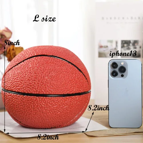 Miniatura 5 de H&W Alcancía de baloncesto para niños, banco de monedas con temática de baloncesto inastillable, tamaño grande, regalo para niños (tamaño L)