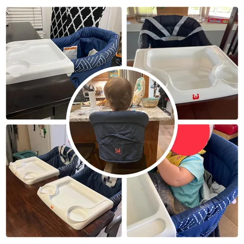 Miniatura 2 de MTWML Silla alta de gancho con bandeja, silla alta portátil para bebé que se fija a la mesa, asiento de mesa rápido con clip para bebés y niños