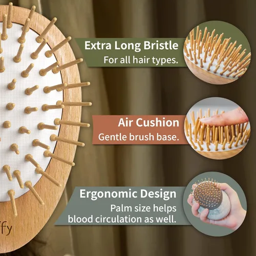 Miniatura 6 de Uffy Acubrusher - Cepillo de pelo Gua Sha chapado en oro de 24 quilates, masajeador ergonómico para el cuero cabelludo para la caspa