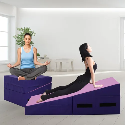 Miniatura 8 de Colchoneta de gimnasia de 48 x 24 pulgadas, tapete de gimnasia con superficie antideslizante de PVC para niños y adultos, colchoneta plegable