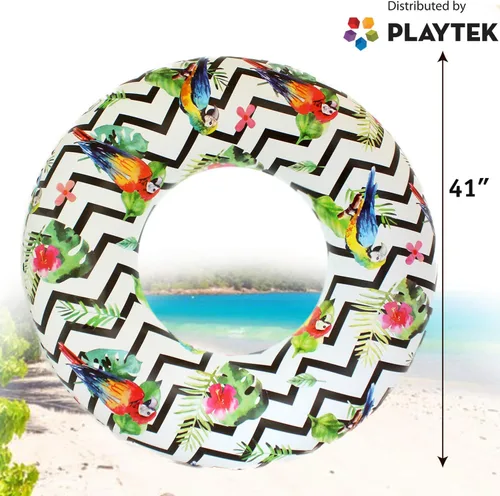 Miniatura 2 de Playtek - Flotador de piscina de 41 pulgadas, loro tropical grande para adultos y niños, tubo flotante para nadar en la playa, piscina, deportes