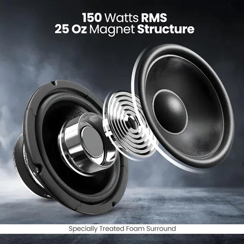 Miniatura 5 de Pyle Altavoz de audio para automóvil de 6.5 pulgadas de rango medio, sistema de altavoces de rango medio sellado de alta potencia de 300 vatios
