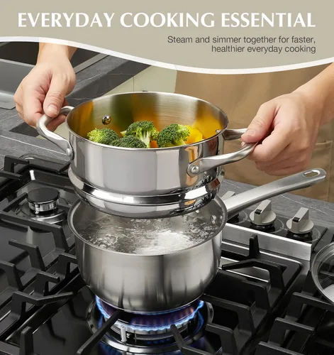 Miniatura 3 de KOCH SYSTEME CS Juego de utensilios de cocina de acero inoxidable de 10 piezas, ollas y sartenes de acero inoxidable 18/10 para cocina profesional