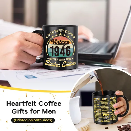 Miniatura 5 de LEJIAJINW Regalos de 80 cumpleaños para hombres y mujeres – Regalos para mujer de 80 años de edad, regalo de cumpleaños 80 para él – Taza de café