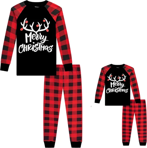 Miniatura 4 de Babyroom Pijamas a juego para niñas, pijamas de muñeca para niños pequeños, ropa de dormir de algodón para Navidad