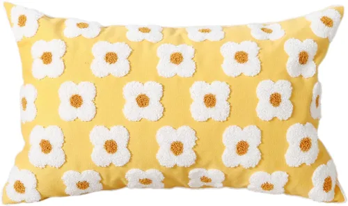 Miniatura 21 de DECOBIRD Funda de almohada bordada de 18 x 18 pulgadas, diseño floral beige, decoración del hogar, funda de almohada bordada de lona de algodón
