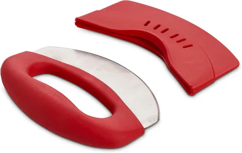 Miniatura 3 de HIC Kitchen Picador de hierbas para ensalada de agarre suave, hoja de acero inoxidable con cubierta de hoja de seguridad