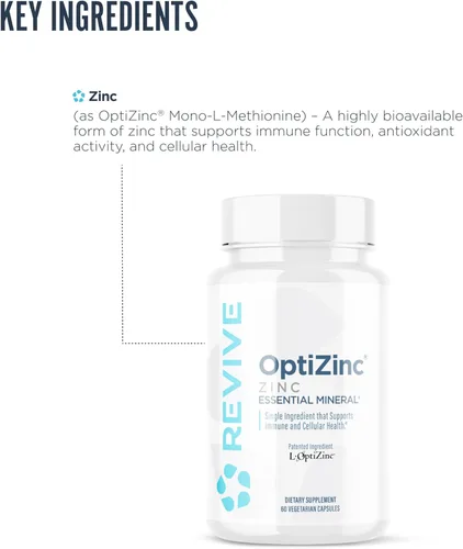Miniatura 4 de Revive MD Suplemento mineral de zinc para hombres y mujeres, apoya la inmunidad y la salud celular con OptiZinc de 50 mg - Antioxidante y apoyo