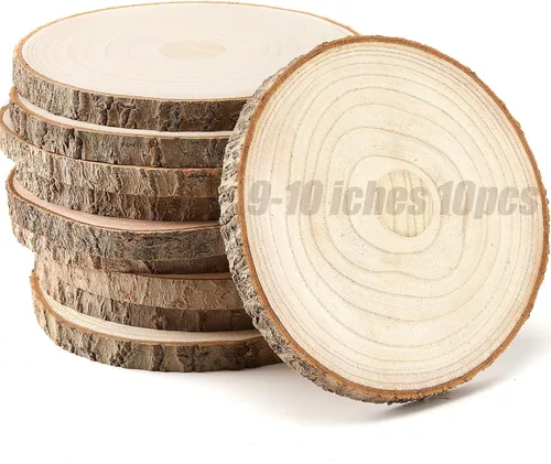 Miniatura 8 de 10 piezas de rodajas de madera para centros de mesa de 5.5-6.5 pulgadas, círculos de madera para decoración de mesas, círculos de madera rústica
