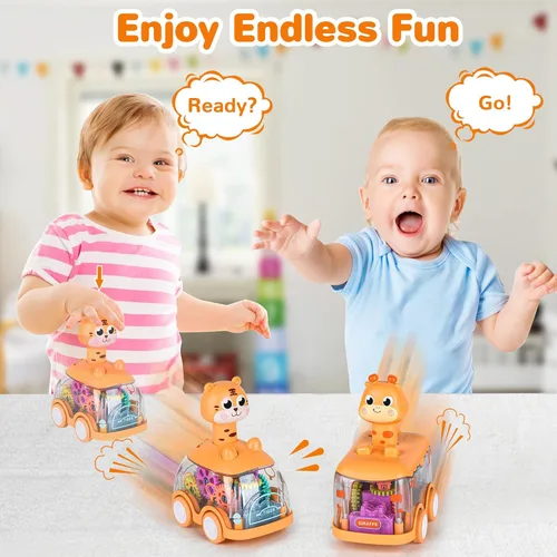 Miniatura 3 de Coches de juguete para bebés, auto de prensa y marcha para niños pequeños, juguetes iluminados, regalos de cumpleaños para niños y niñas, jirafa