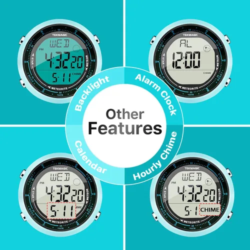 Miniatura 9 de Reloj deportivo digital para niños y niñas, para nadar o bucear 328.1 ft bajo el agua, con múltiples funciones de reloj despertador, cronómetro