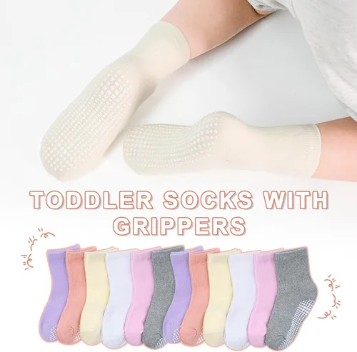 Miniatura 3 de SkiBeaut Calcetines para niños pequeños, 12 pares de puños antideslizantes para niños y niñas con pinzas para 1-7 años