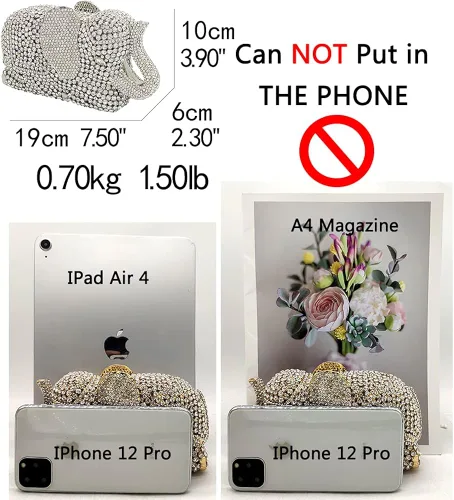 Miniatura 2 de Elefante noche Embragues Bolsas Metal Cristal Embrague Minaudiere Boda Nupcial Bolsos y Bolsos