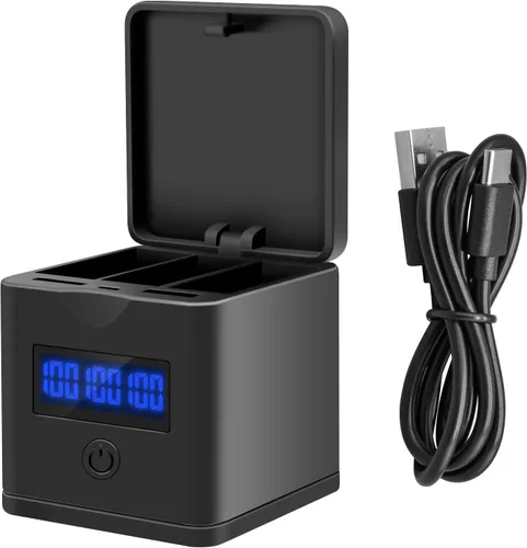 Suptig Cargador de batería compatible con batería GoPro Enduro, Hero 12, Hero 11, Hero 10, Hero 9, estación de cargador de batería de 3 canales para