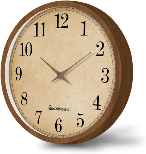 Miniatura 9 de Reloj de pared de madera maciza azul para sala de estar, estilo granja, reloj de pared redondo de 12 pulgadas, funciona con pilas, silencioso