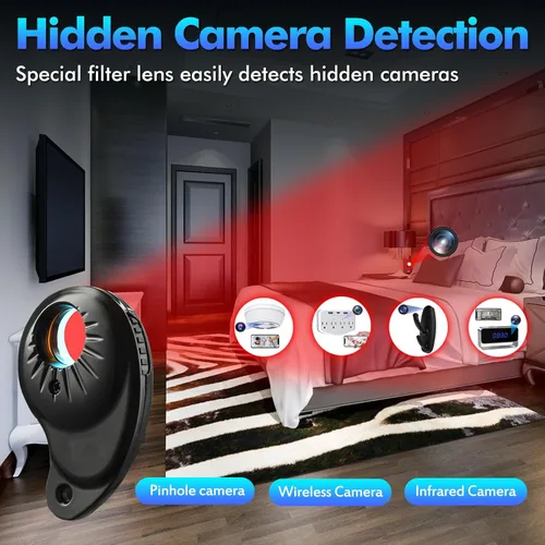 Miniatura 4 de JMDHKK Detector de Cámara Oculta M8000, Detector de Micrófonos Espía, Buscador de Cámaras, Detector de Señal para Hoteles, Viajes, Vehículos, Gris