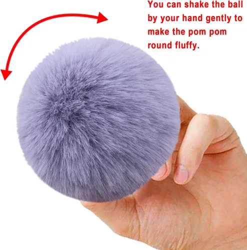 Miniatura 4 de BQTQ 20 pompones de piel sintética para manualidades, pompón esponjoso con lazo elástico para sombreros, llaveros, bufandas, guantes, bolsas