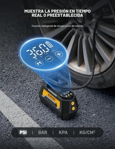 Miniatura 8 de AstroAI - Inflador de neumáticos - Compresor de aire portátil para neumáticos de auto - Bomba automática de 12 V CC con manómetro digital, 100 PSI