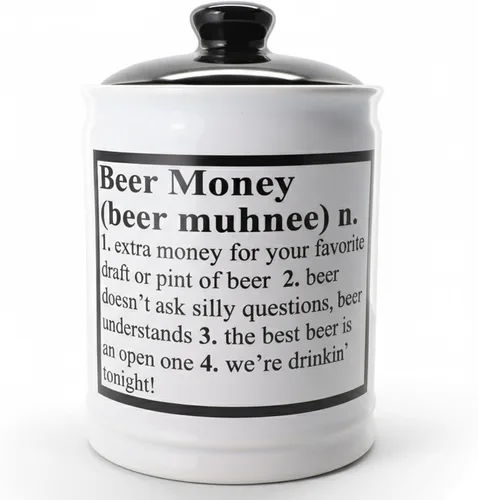 Cottage Creek Tarros | Hucha de cerveza | Tarro decorativo de cerámica de 6 pulgadas para dinero y tarro de ahorro – Regalos divertidos y únicos