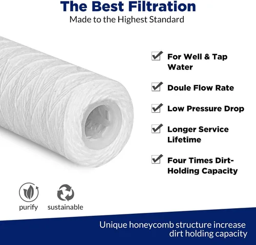 Miniatura 4 de Membrane Solutions - Paquete de 42 cartuchos de repuesto de filtro de agua para toda la casa de 10 x 2.5 pulgadas, filtros universales de sedimentos