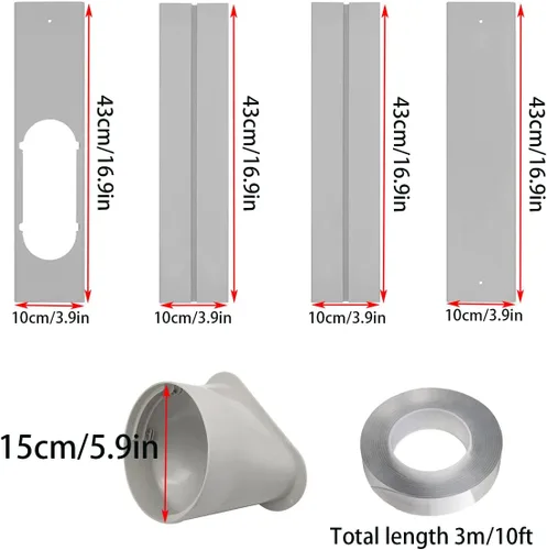 Miniatura 3 de Kit de ventilación de aire acondicionado portátil con manguera de escape de 5.9 pulgadas, sello universal para unidad de CA, kit de ventana